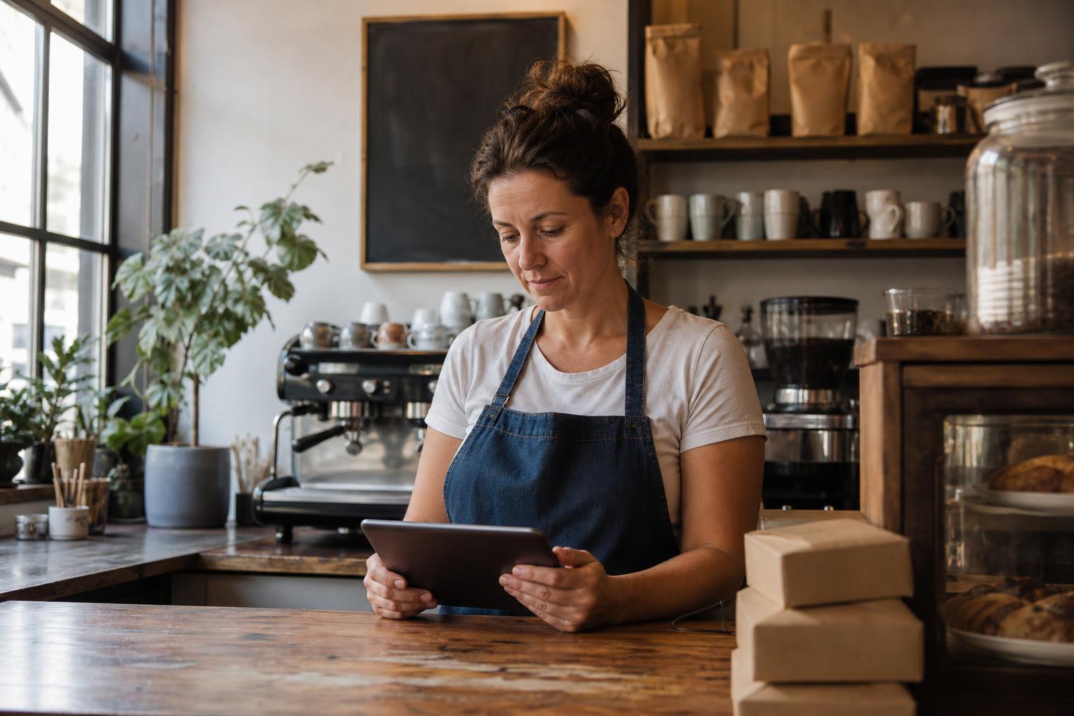 Small business owner reviewing cash runway before adding a new expense